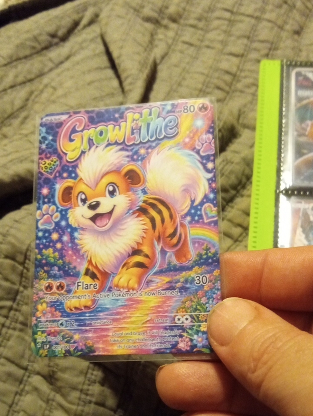 Growlithe Collectible Kids Toy Card - Colorful Pink & Orange